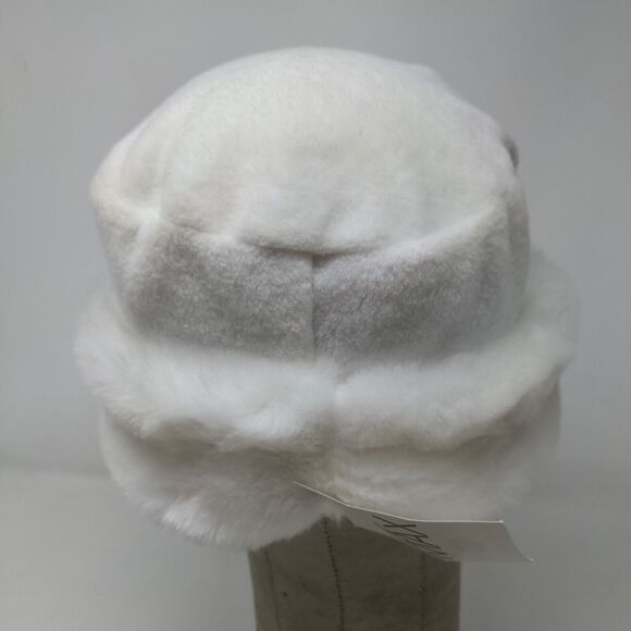 Madison & Max Womens Vegan Fur Hat White Ivory OSFM Poly Blend W/Tags - Picture 7 of 11